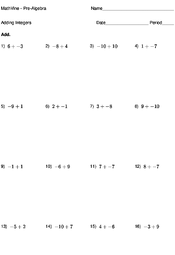 Adding Integers - MathVine.com