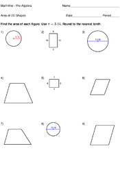 area of 2d shapes mathvine com
