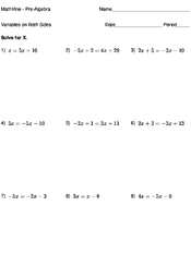 solving equations with variables on both sides mathvine com