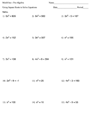 Solving Square Root Equations - MathVine.com