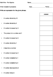 Write Variable Expressions - MathVine.com